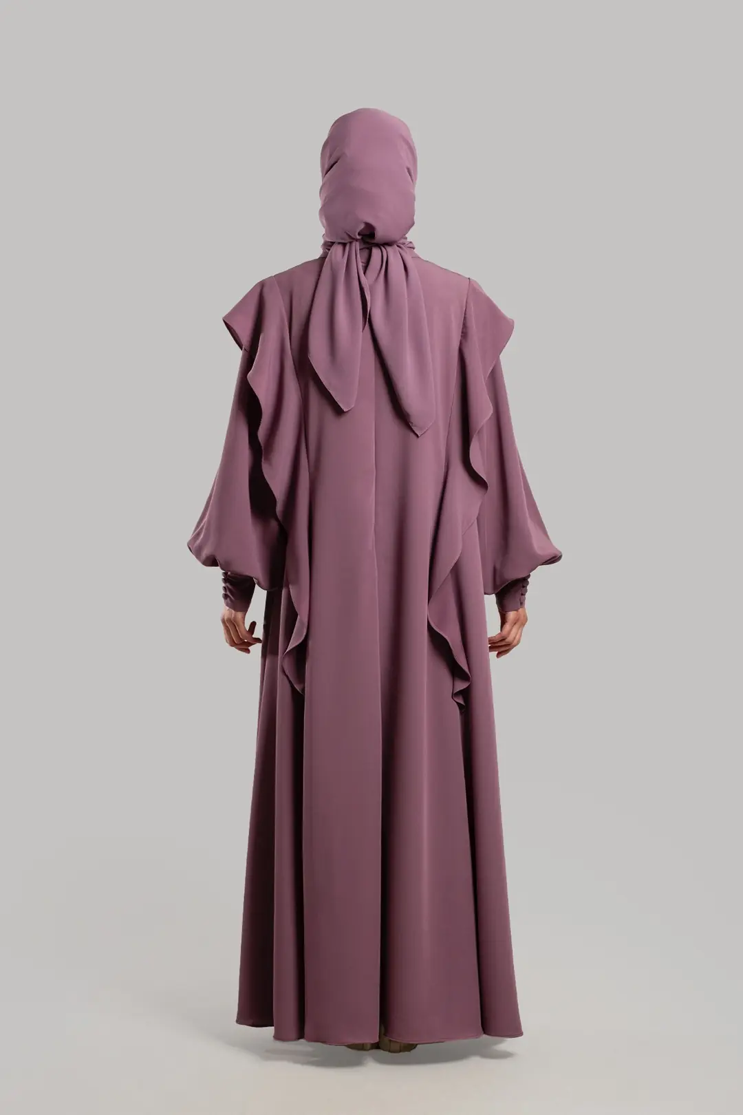 Ruffled Dress, Abaya, Rose Pink 6