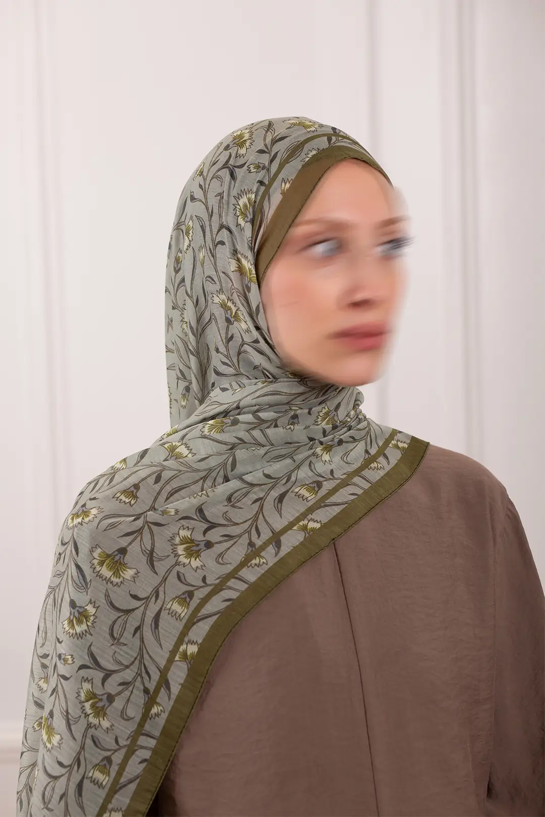 Hazeran Desenli Soft Şal Haki 2