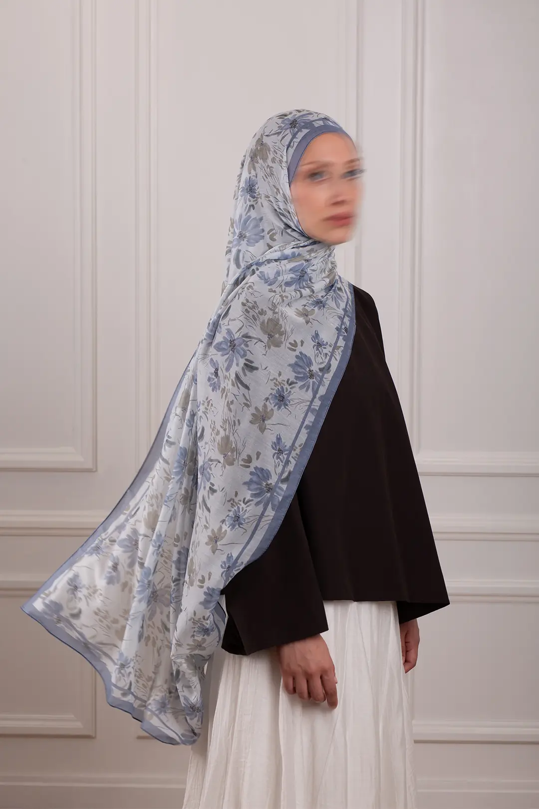 Lalin Desenli Soft Şal Buz Mavisi 4