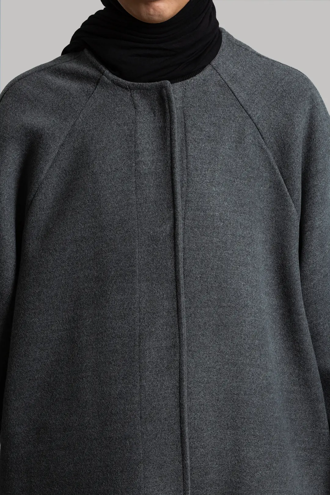 Flared Cashmere Full Length Hijab Coat Grey 3