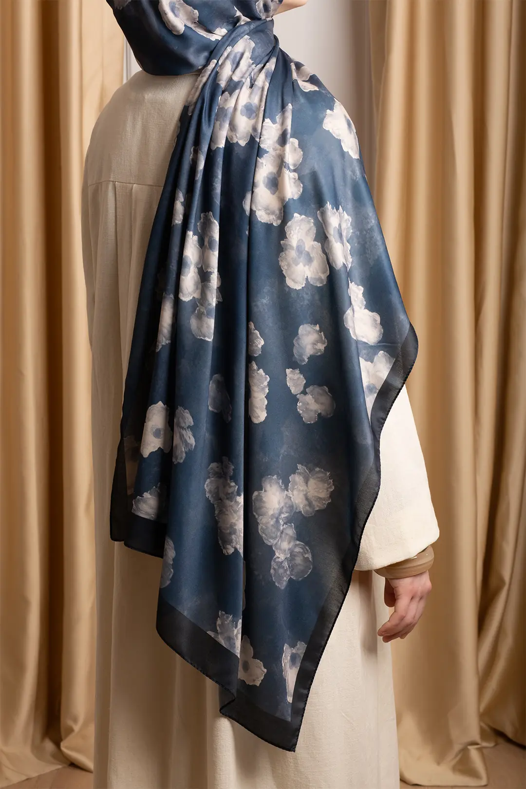 Autumn Serenade Patterned Soft Scarf, Blue 8