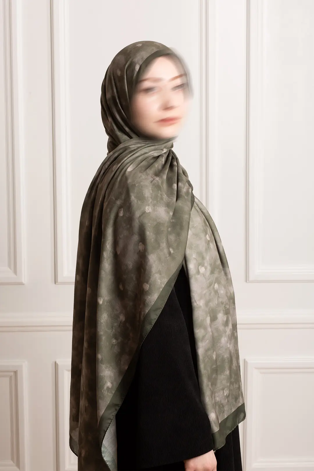 Distant Garden Patterned Soft Shawl, Soft Green 3