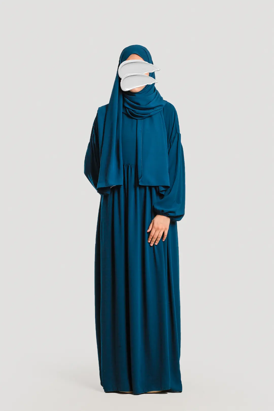 Hijab Dress/Abaya in Petrol Blue 3