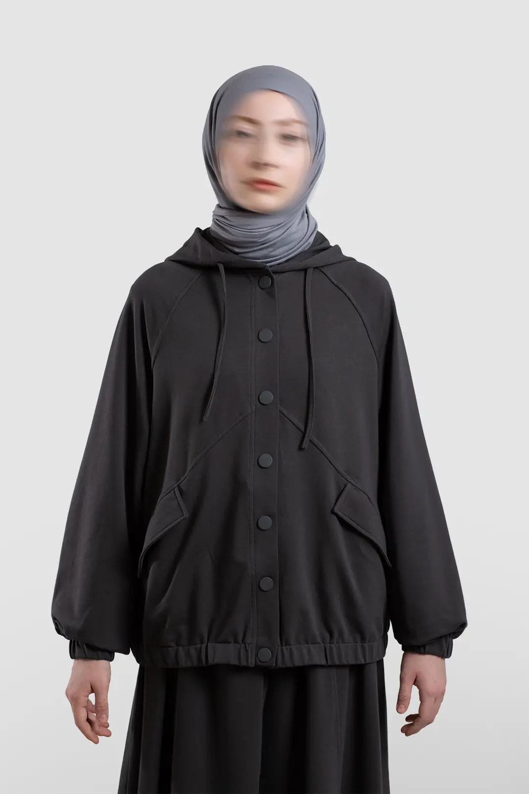 Çıtçıtlı Bomber Sweatshirt Füme 6