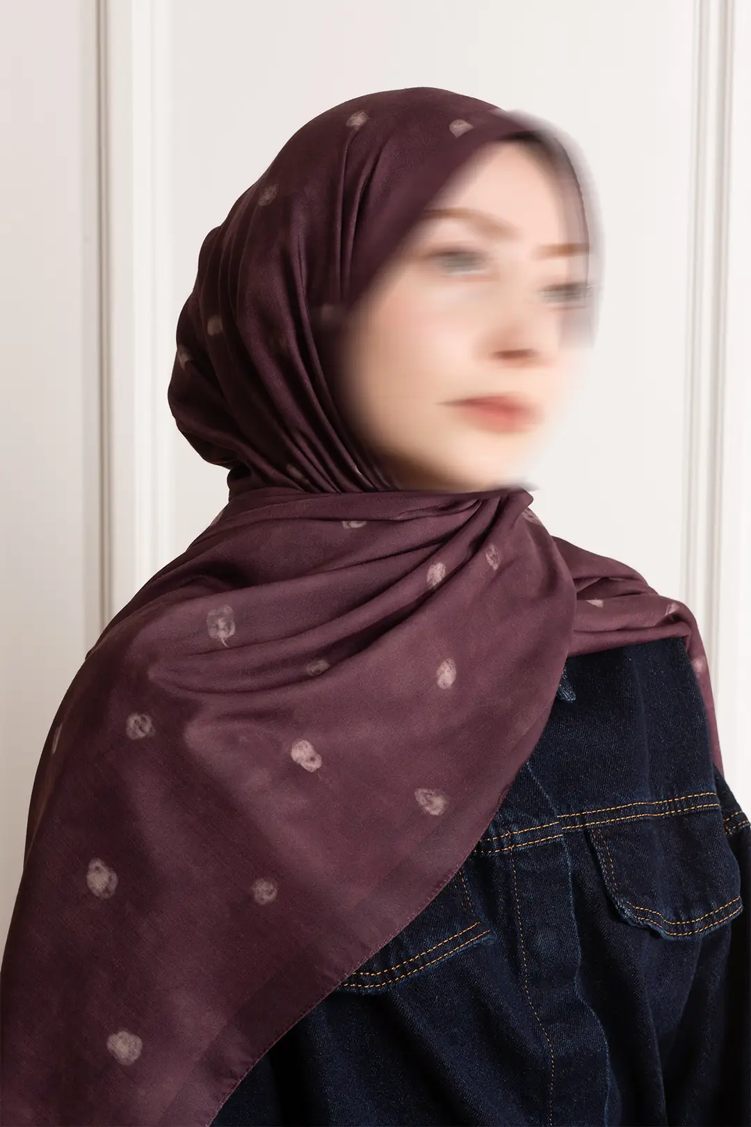 Distant Garden Patterned Soft Scarf Burgundy 10