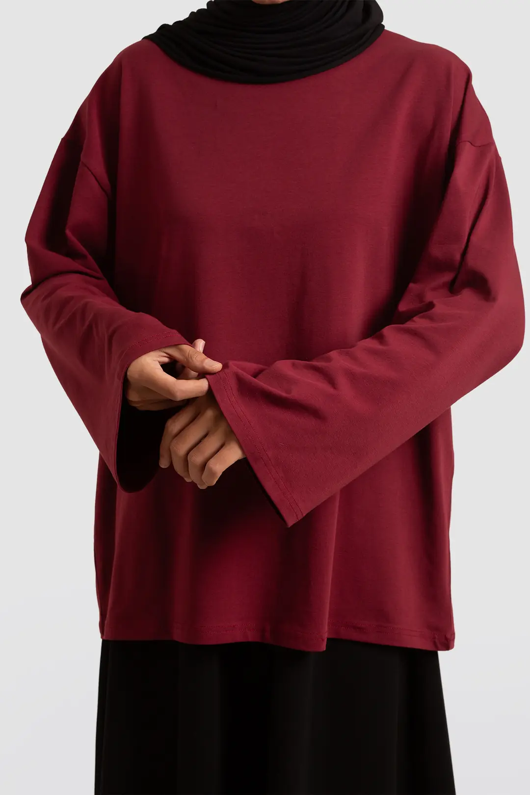 Basic Uzun Kollu Tişört Bordo