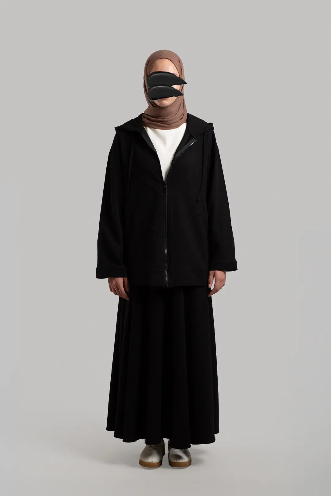 Form-stitched Zip-up Sweatshirt, Black