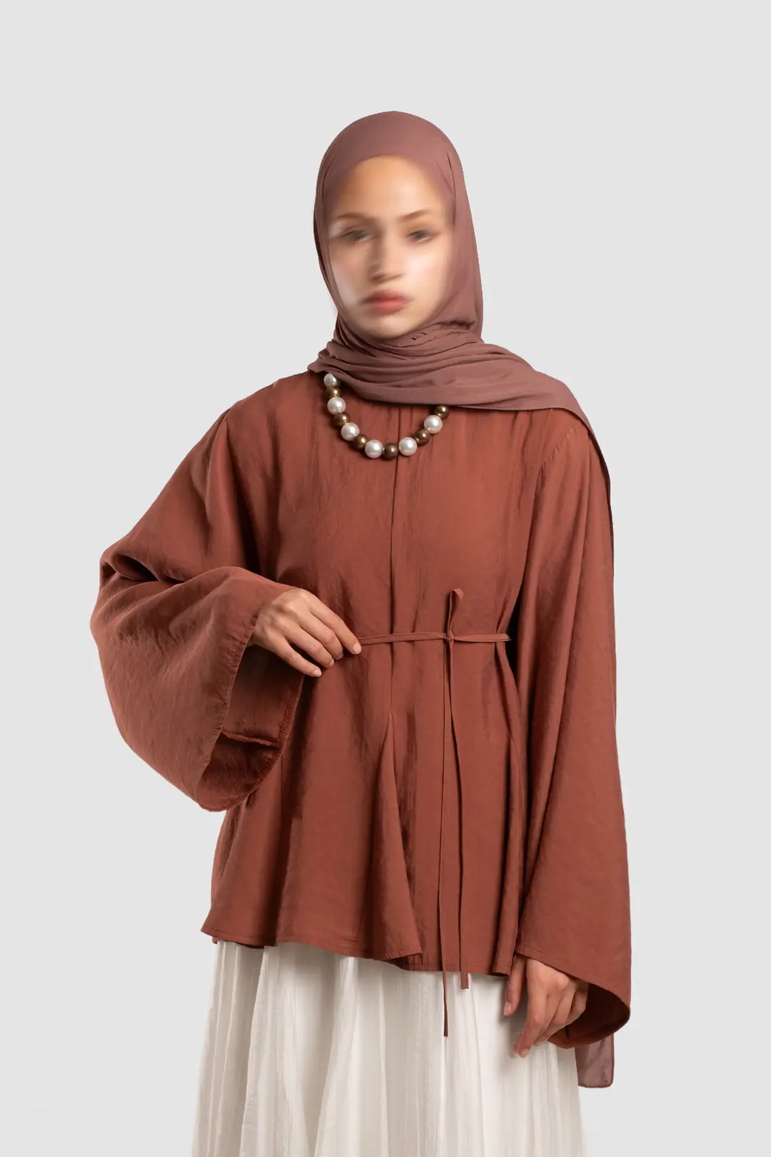 Gode ​​Detailed Modal Blouse in Terracotta