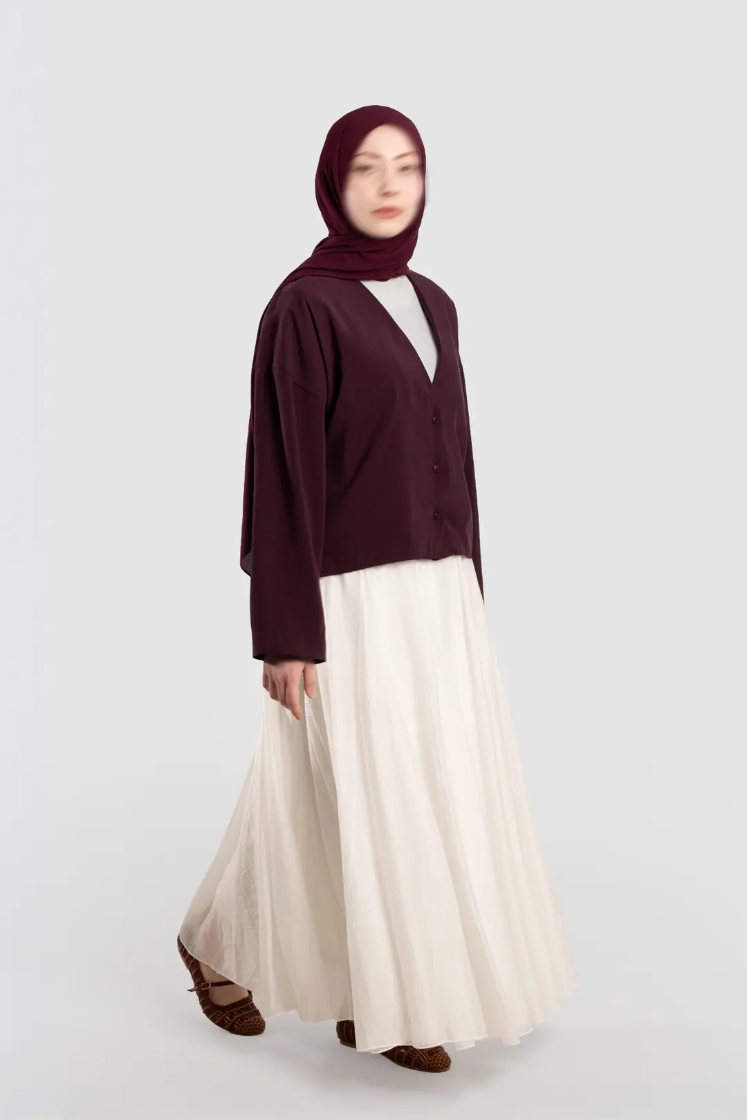 Soft Modal Button-Down Jacket, Plum 8