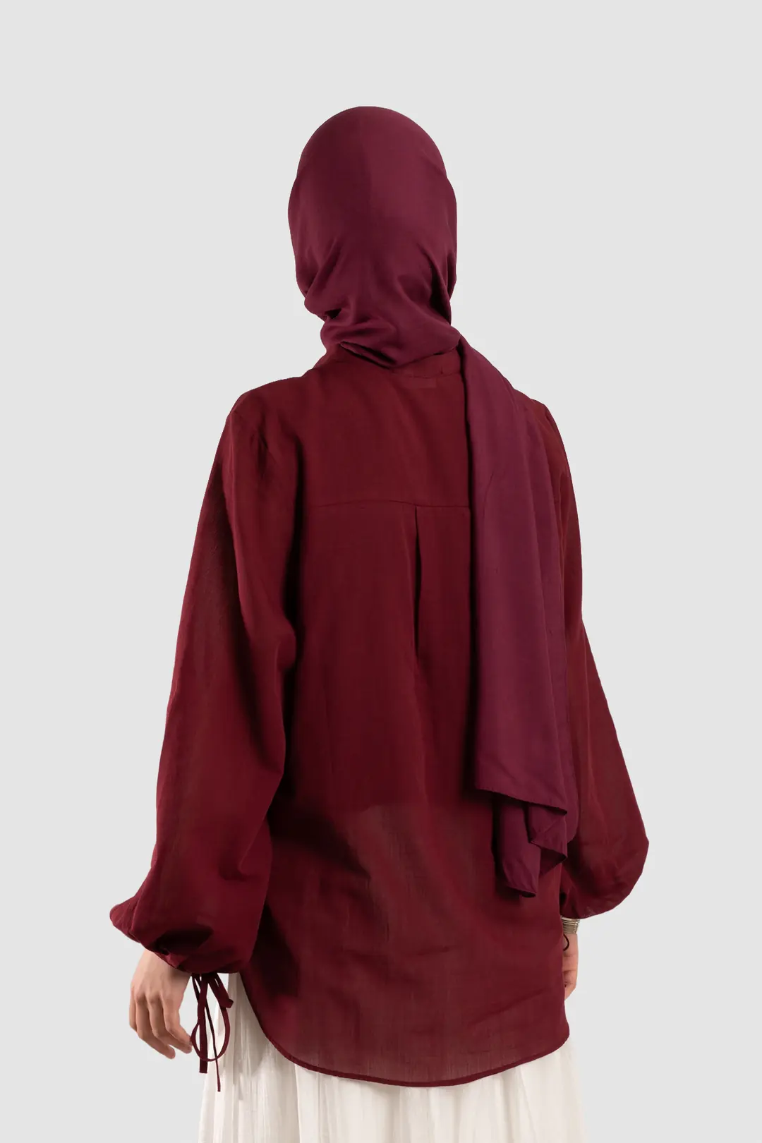 Ribbed Cotton Voile Shirt, Burgundy 6