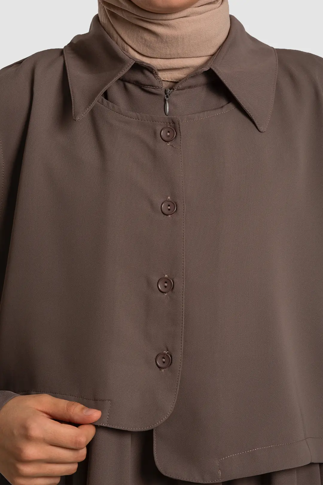 Vest-style Abaya, Mink 10