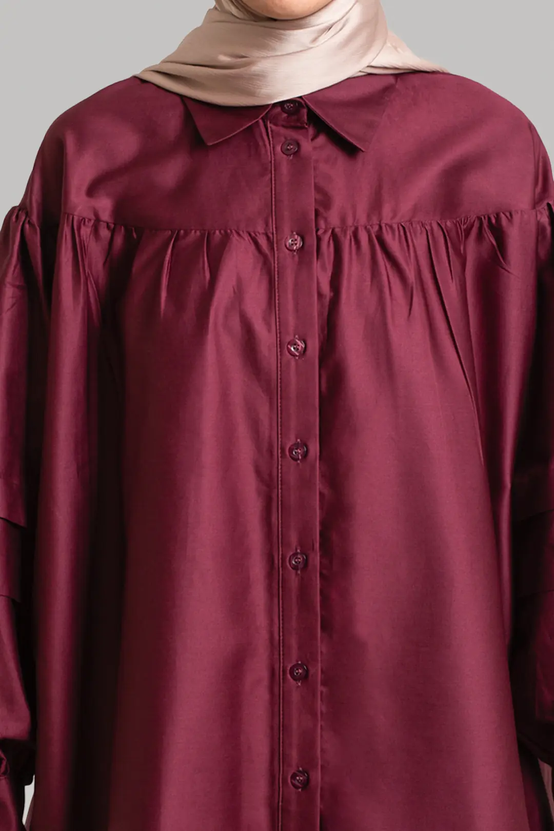 Aller Detailed Cotton Shirt Burgundy