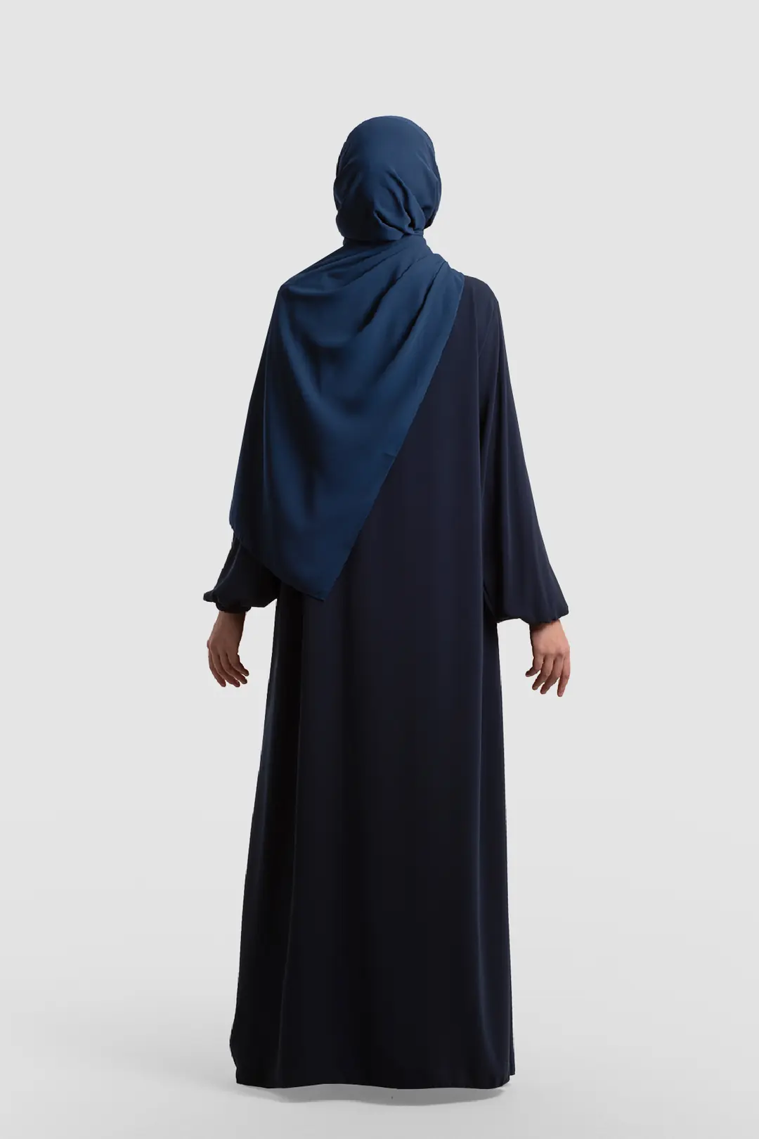 Arya Full-Length Zippered Abaya Navy Blue 8