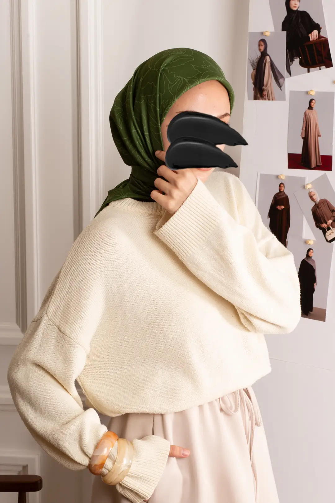 Soft Bloom Desenli Soft Eşarp Yeşil