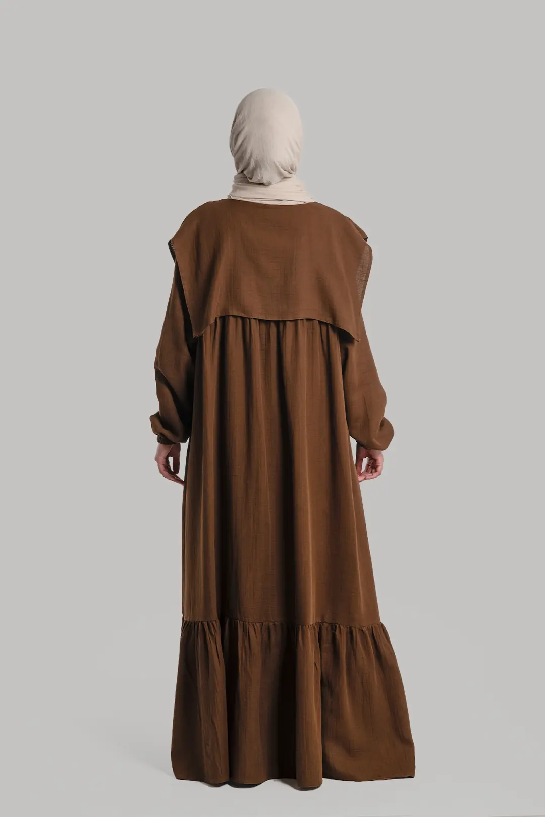 Collared Muslin Dress Dark Brown 7