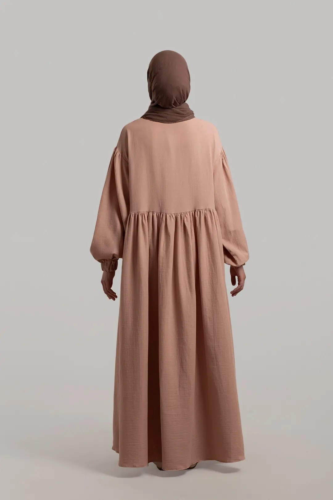 Natural Buttoned Muslin Dress Powder Pink 7