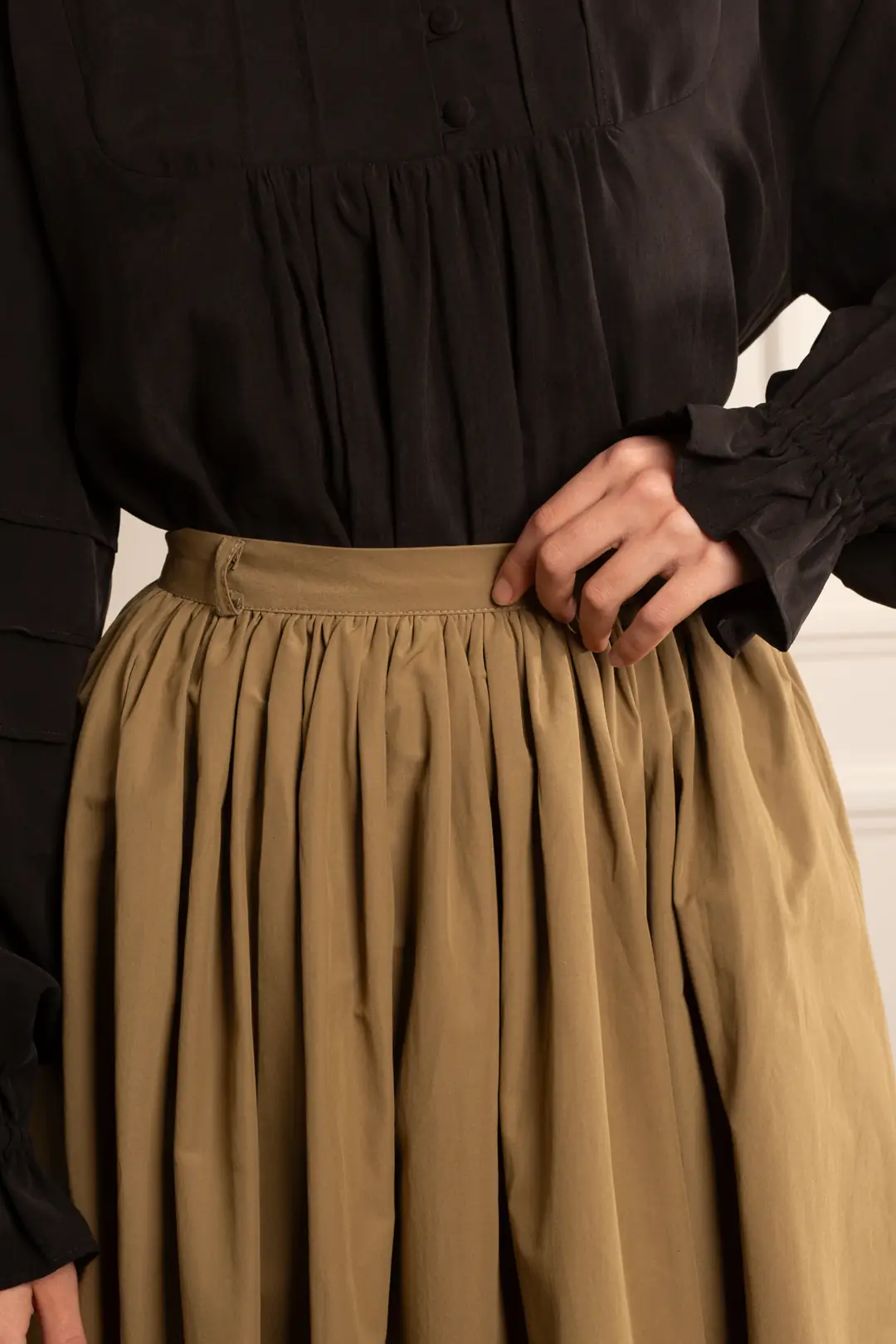 Gathered Chunky Cotton Skirt, Linden
