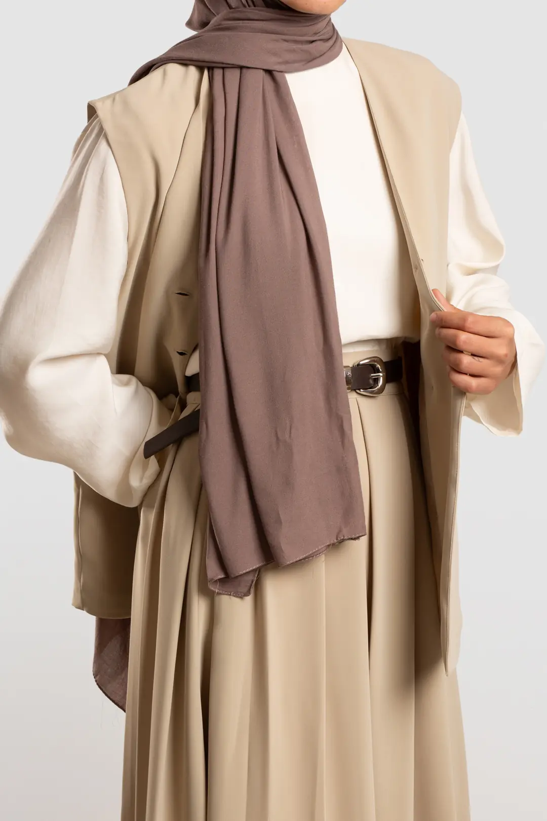 A-line Crepe Skirt with Stone Embellishments
