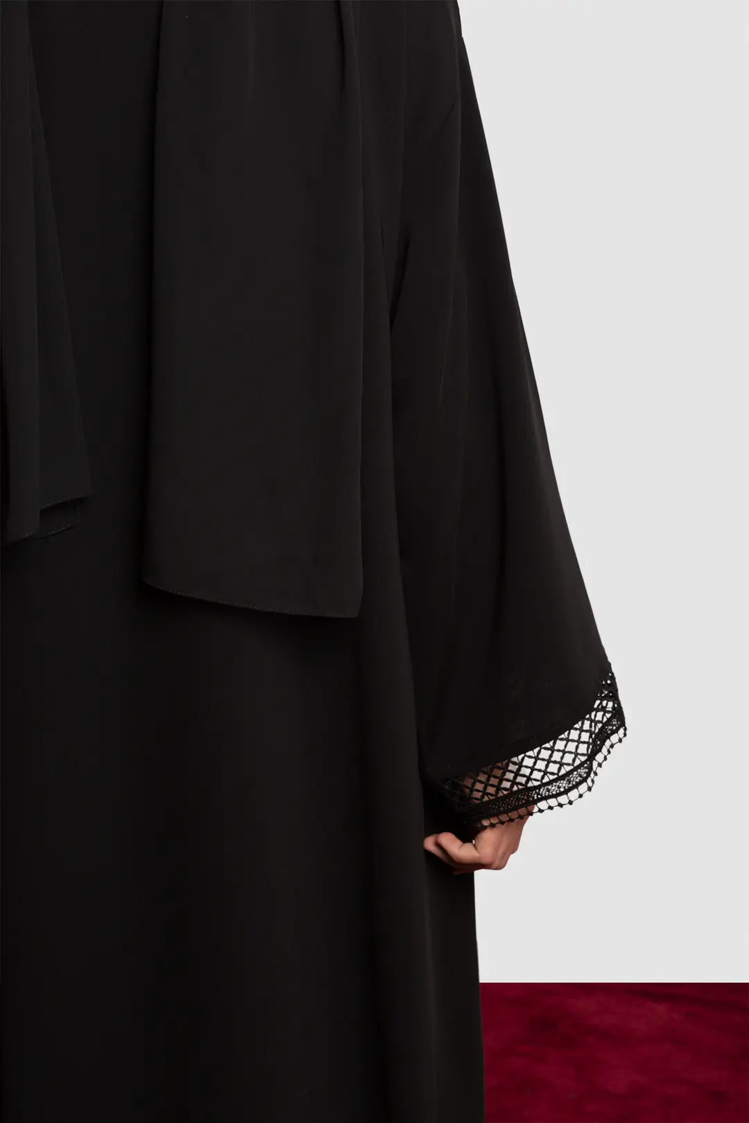 Lace Detail Abaya Set Black 10