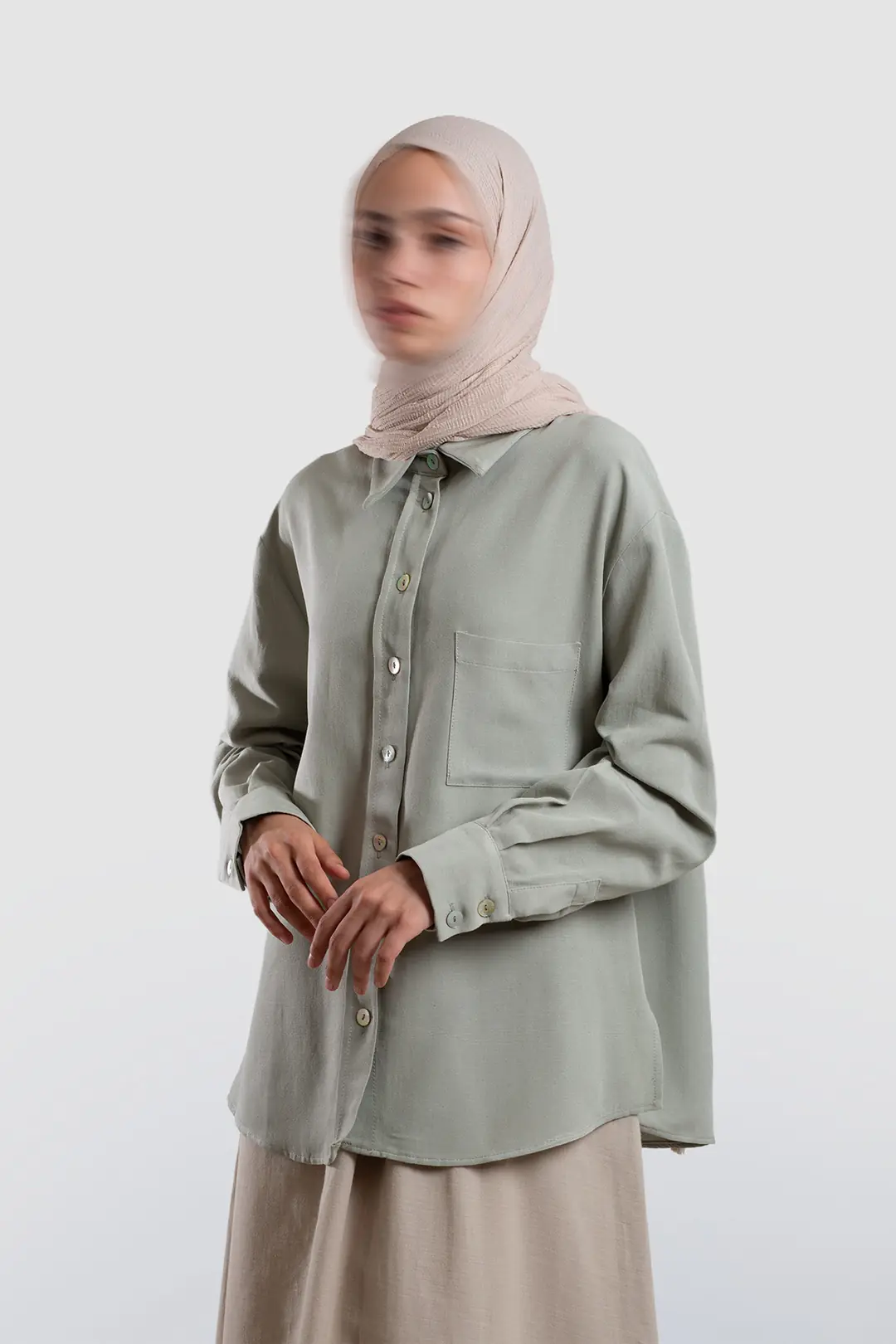 Classic Collar Linen Shirt Light Green 7