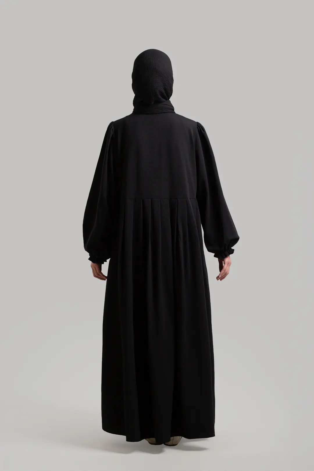 Lace Detail Linen Dress Black 7