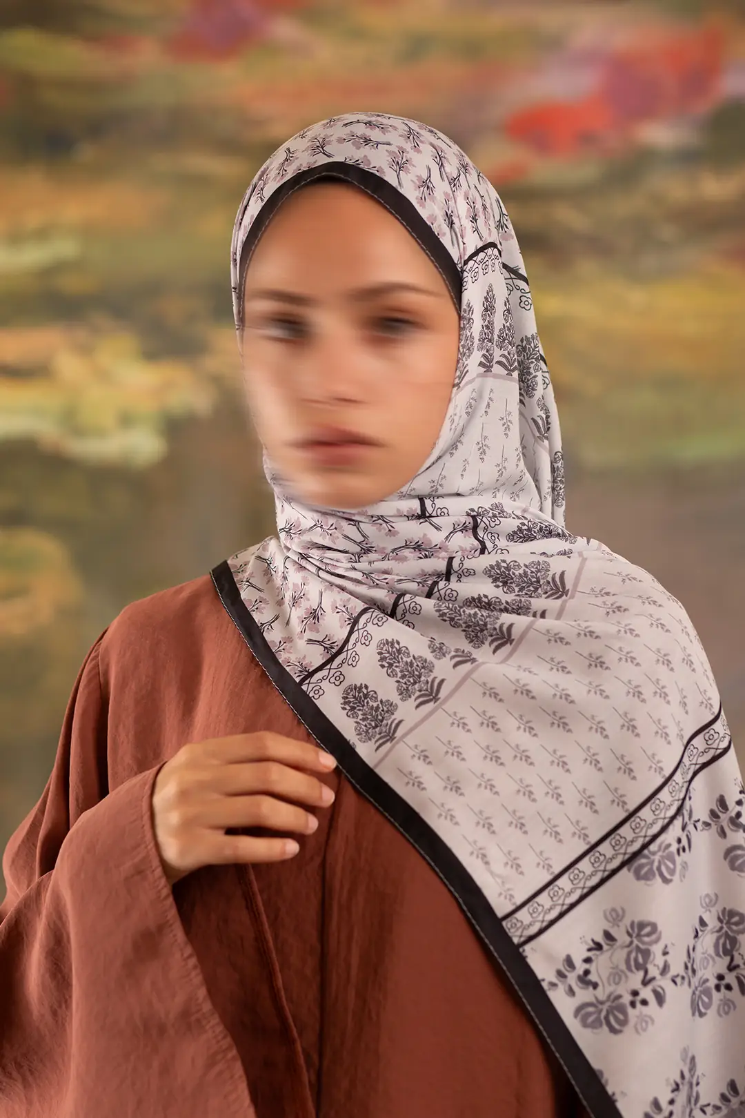 Floral Harmony Desenli Soft Şal Siyah 2