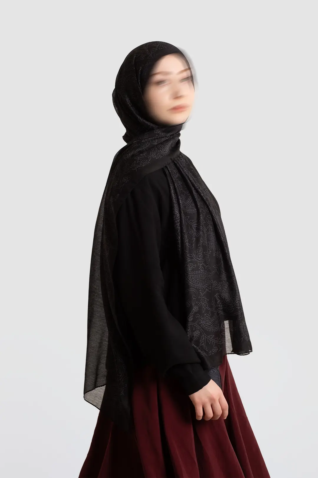 Mystic Texture Patterned Cotton Scarf, Black 8
