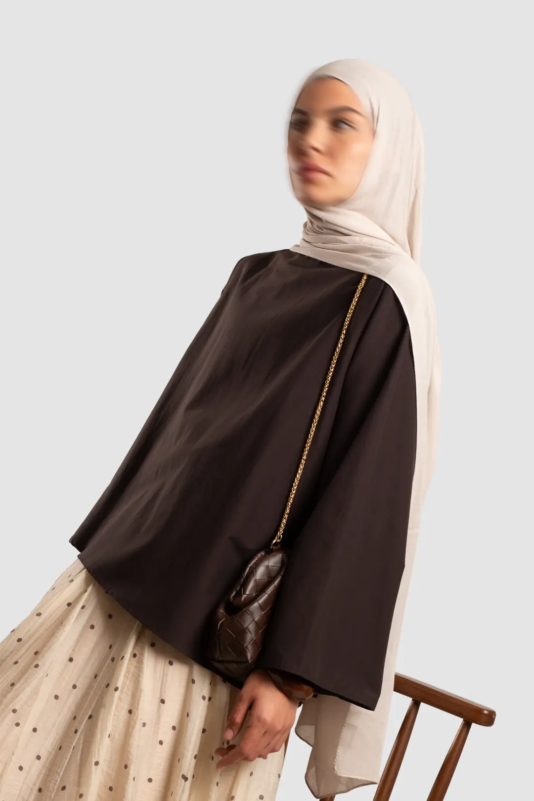 Asymmetric Poplin Blouse, Dark