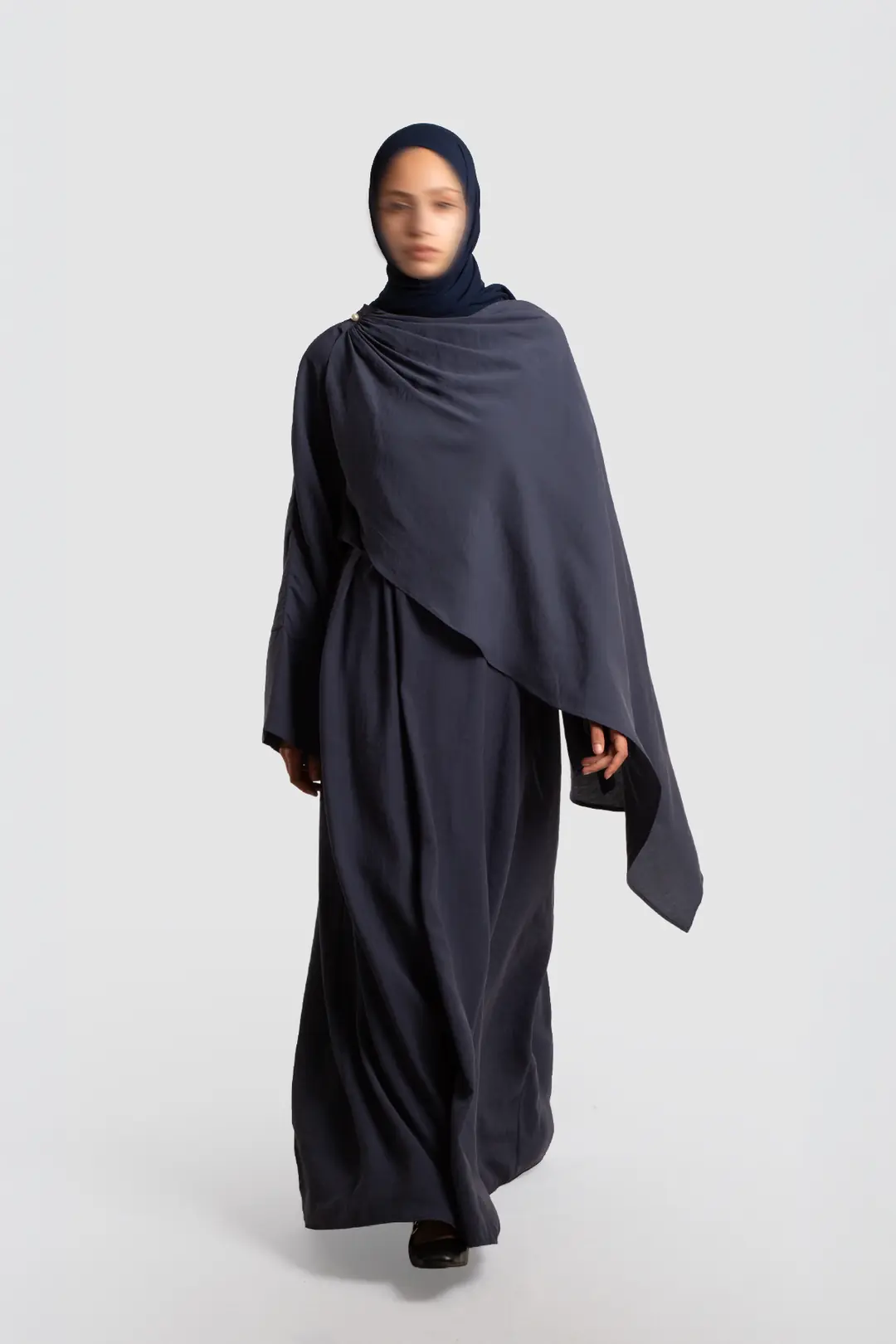 Tak Çıkar Pelerinli Abaya İndigo