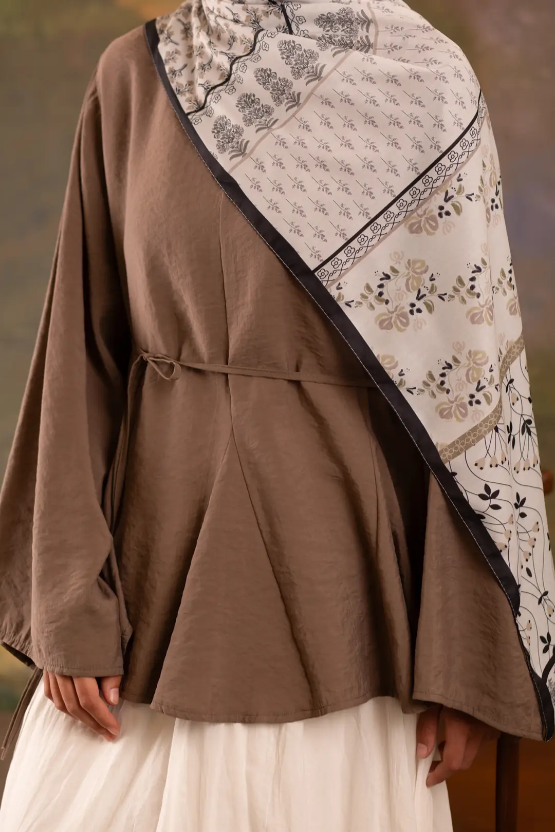 Floral Harmony Desenli Soft Şal Kahve 3