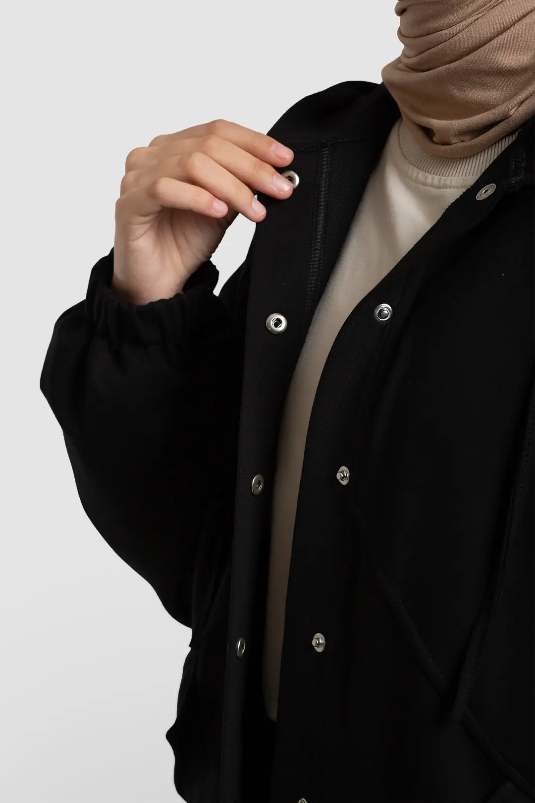 Çıtçıtlı Bomber Sweatshirt Siyah 9