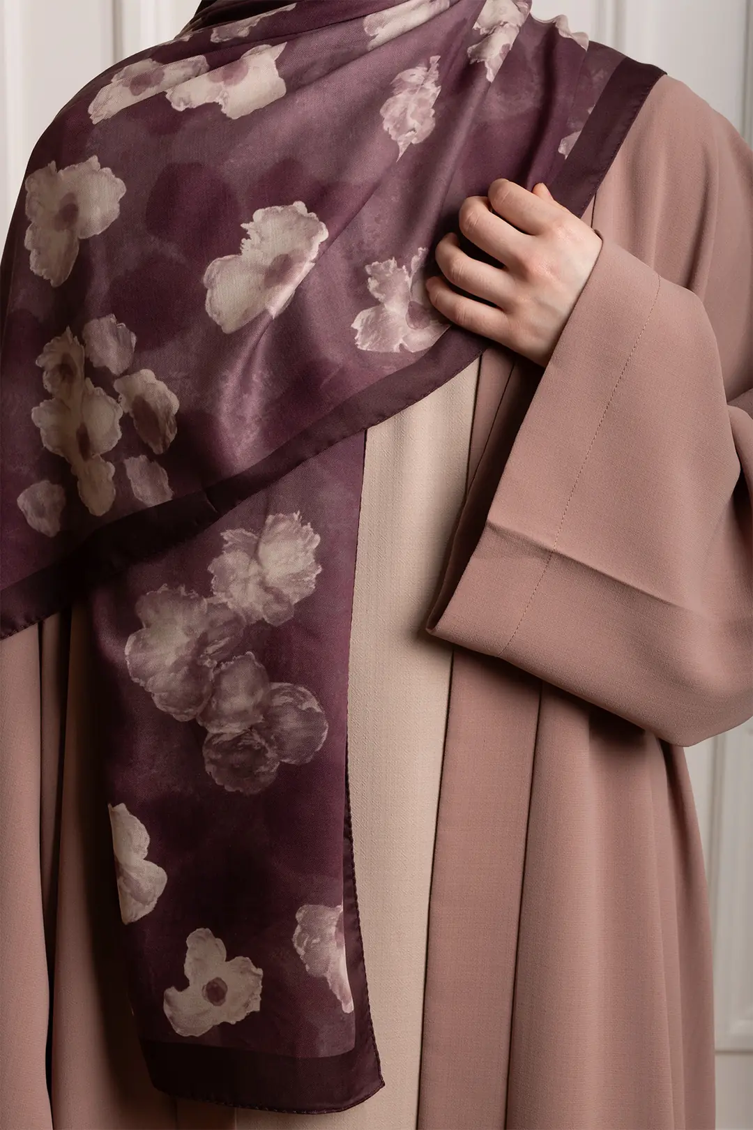 Autumn Serenade Patterned Soft Shawl, Plum 4