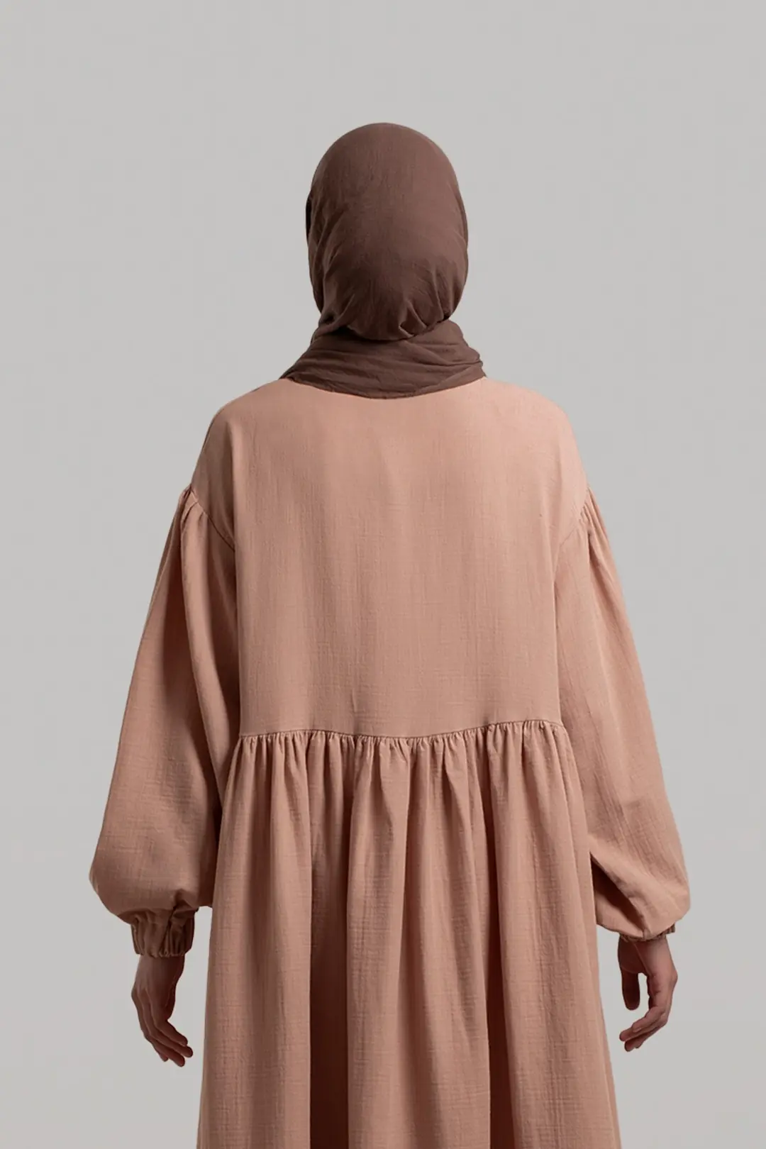 Natural Buttoned Muslin Dress Powder Pink 8