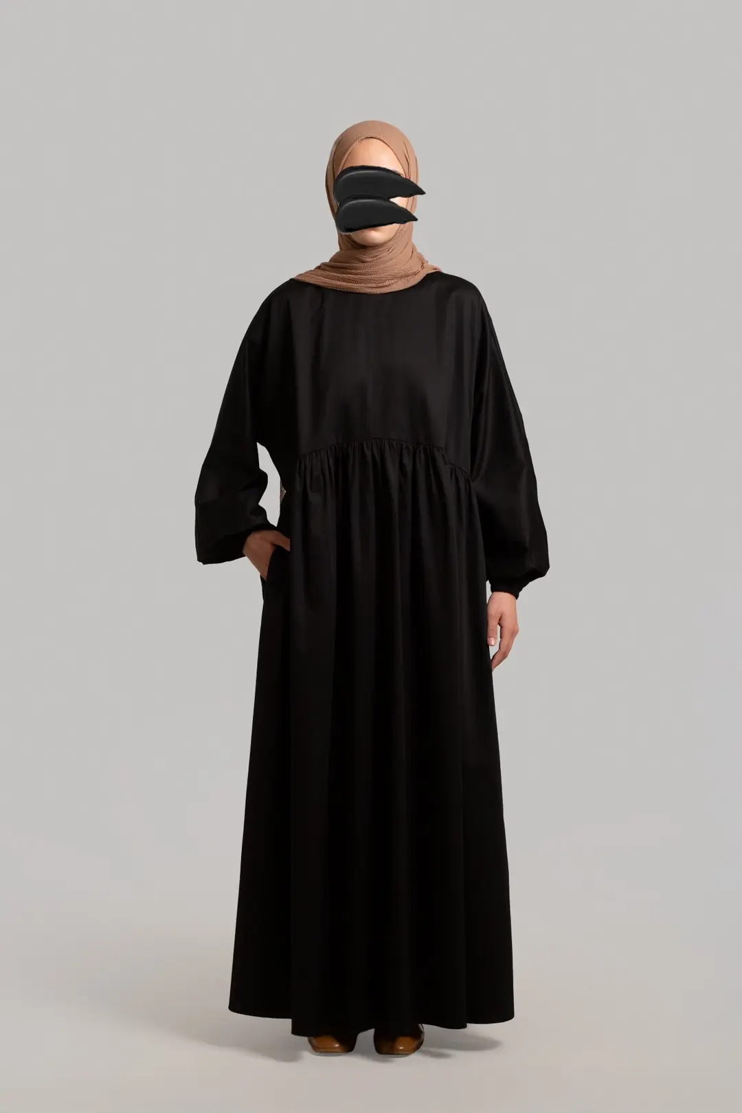 Basic Cotton Satin Dress Black 3