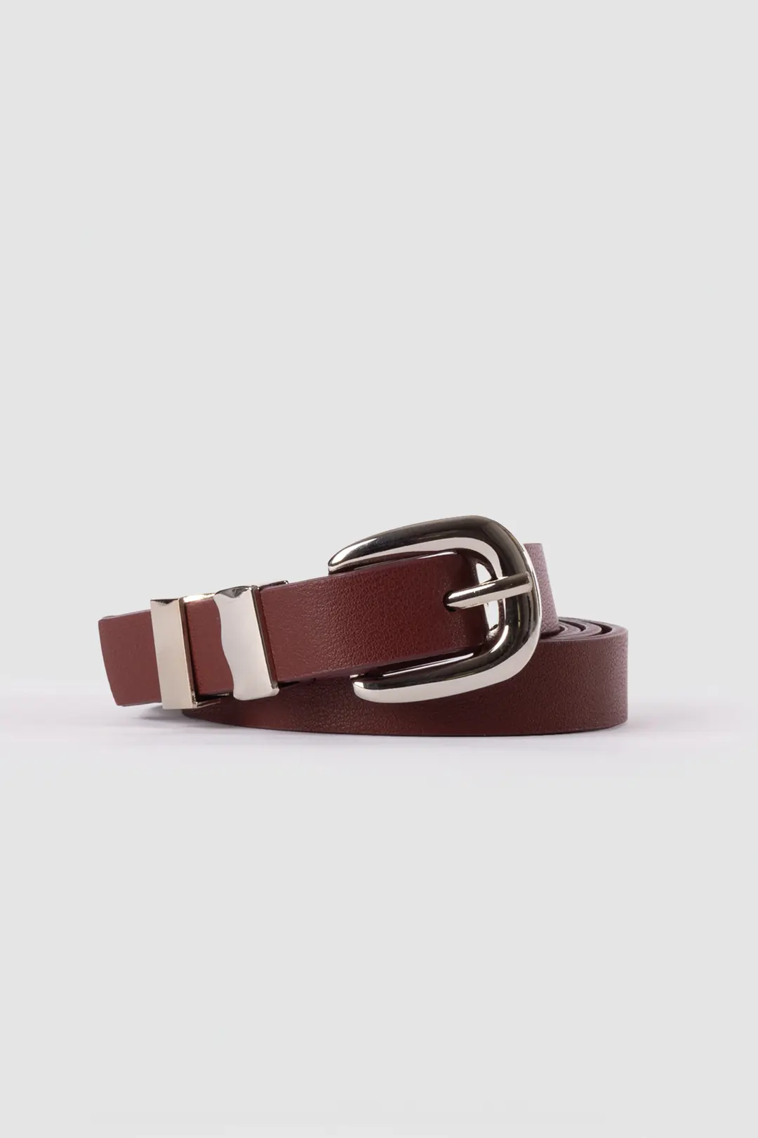 Basic Oval Tokalı Kemer Bordo