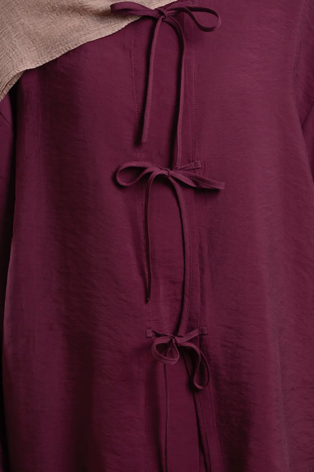 Tie-Up Modal Blouse in Burgundy 3