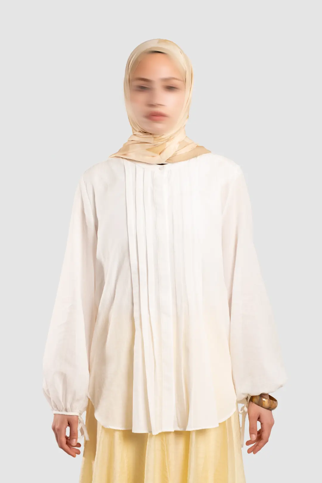 Ribbed Detail Cotton Voile Shirt, Ecru 8