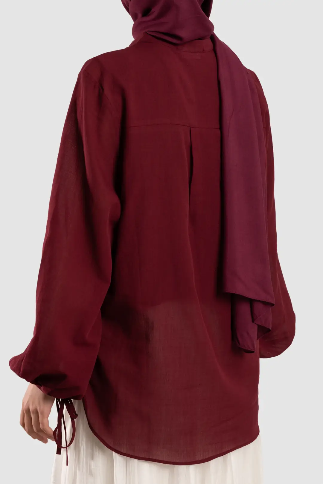 Ribbed Cotton Voile Shirt, Burgundy 7
