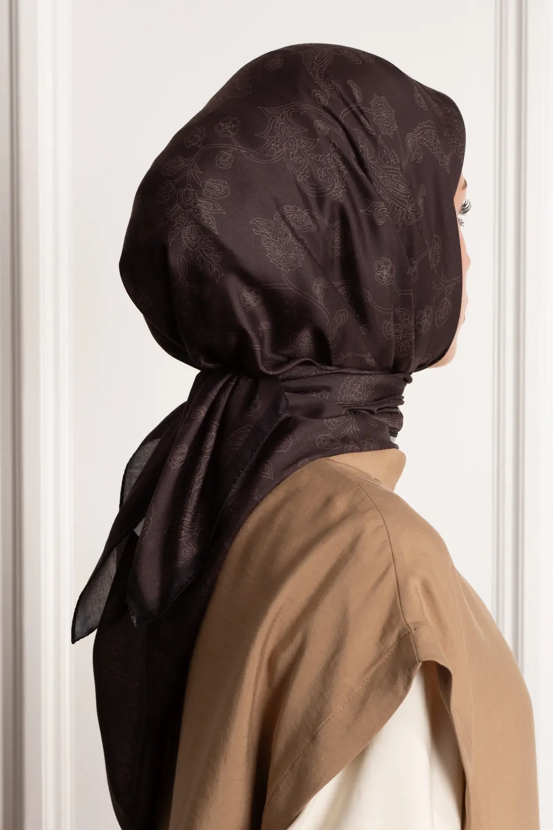 Nightshade Patterned Soft Scarf, Dark Brown 5
