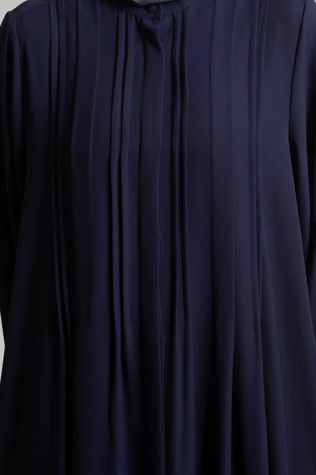 Ribbed Buttoned Abaya Navy Blue 8