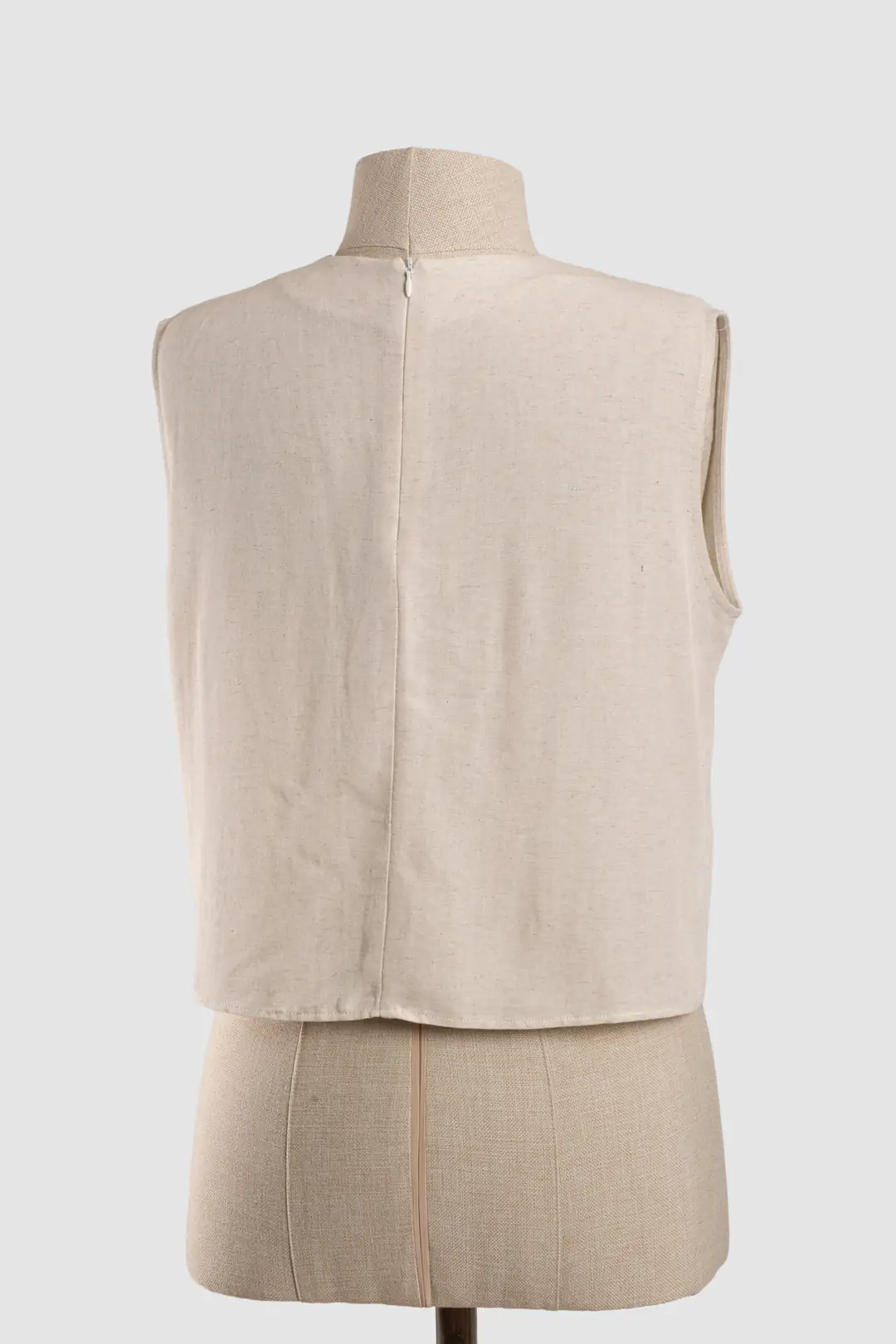 Linen Sleeveless Blouse Stone 3