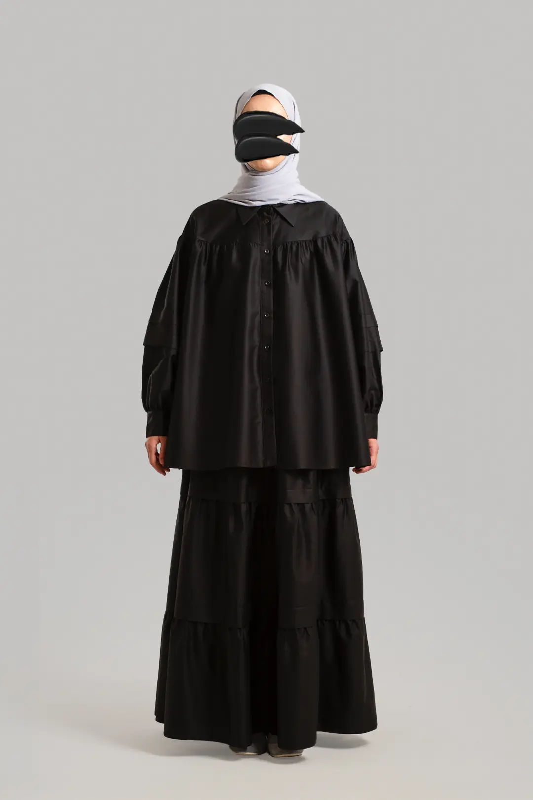 Aller Detailed Cotton Shirt Black