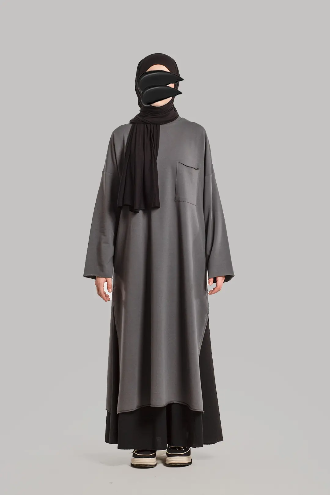 Etek Üstü Pamuklu Tunik Füme 4