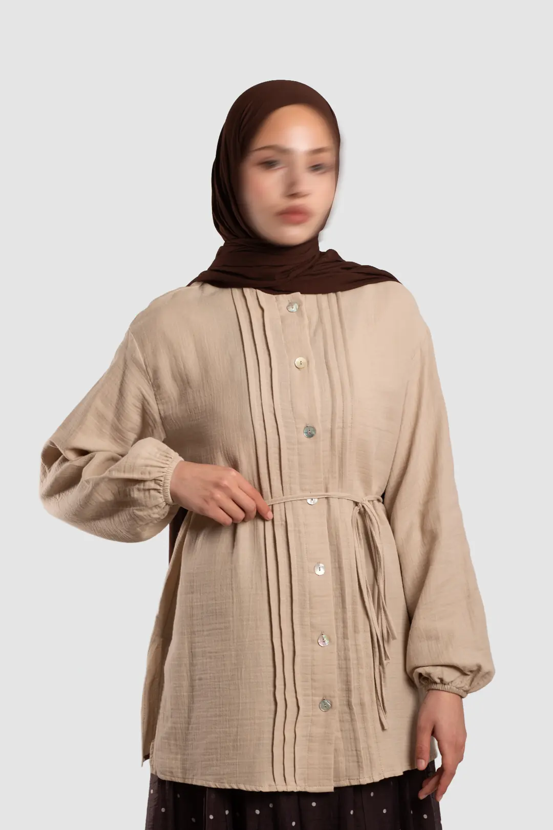 Ribbed Muslin Shirt with Stone Embellishments 8