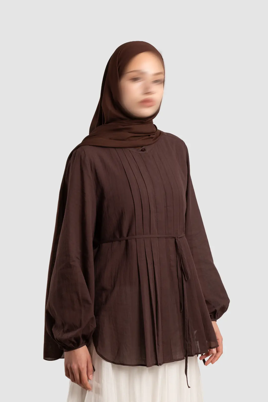 Ribbed Cotton Voile Shirt Dark Brown 4
