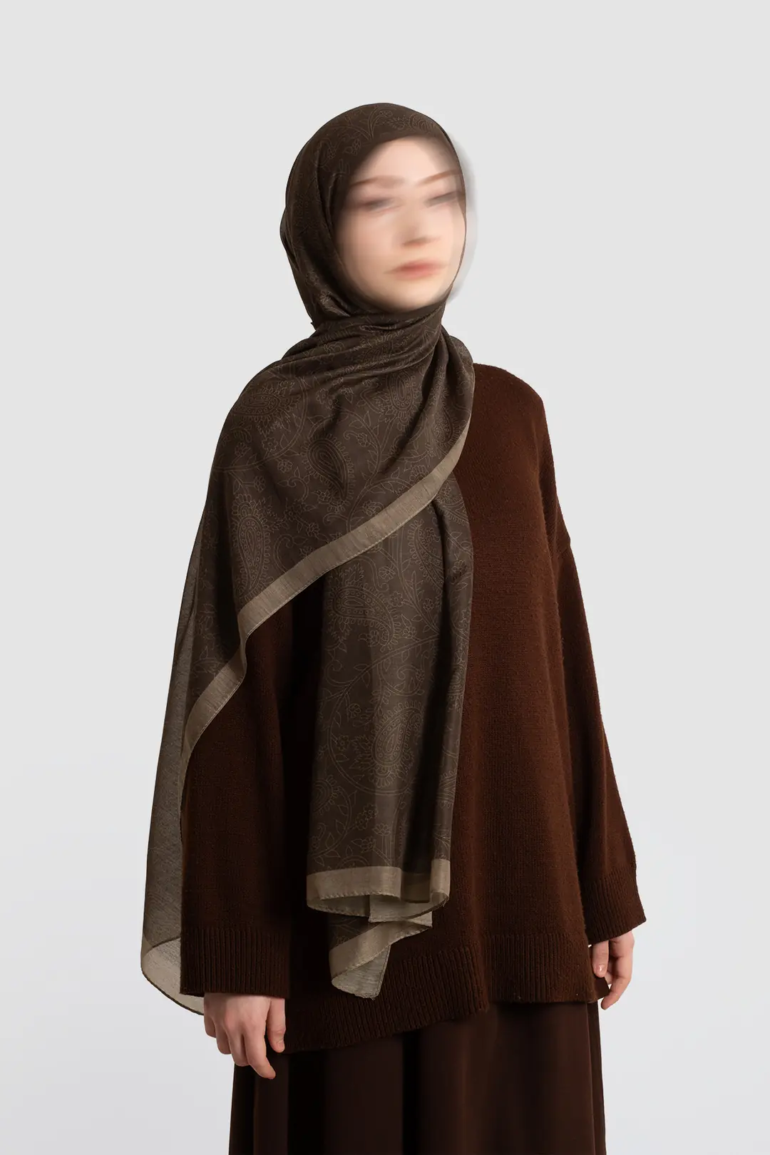 Mystic Texture Patterned Cotton Scarf, Khaki 4