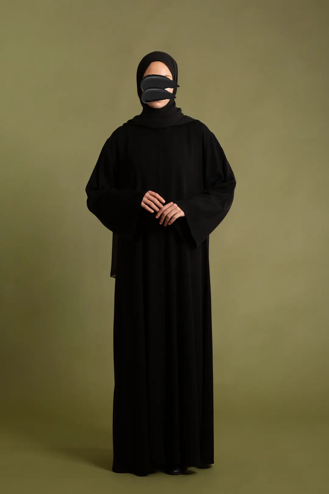 Dubai İpeği Abaya Takım Siyah
