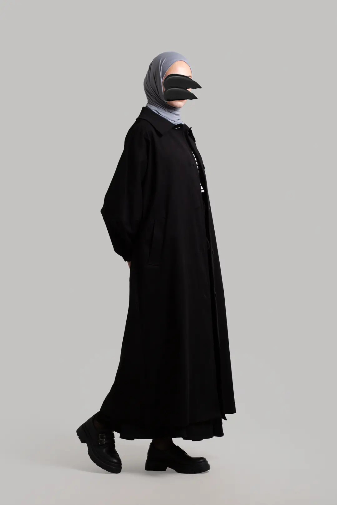 Premium Oversize Trench Coat Black 4