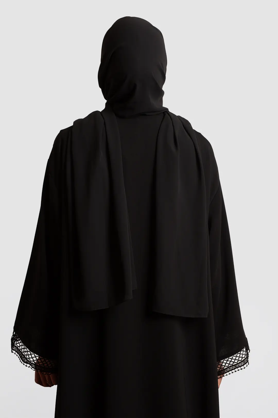 Lace Detail Abaya Set Black 9