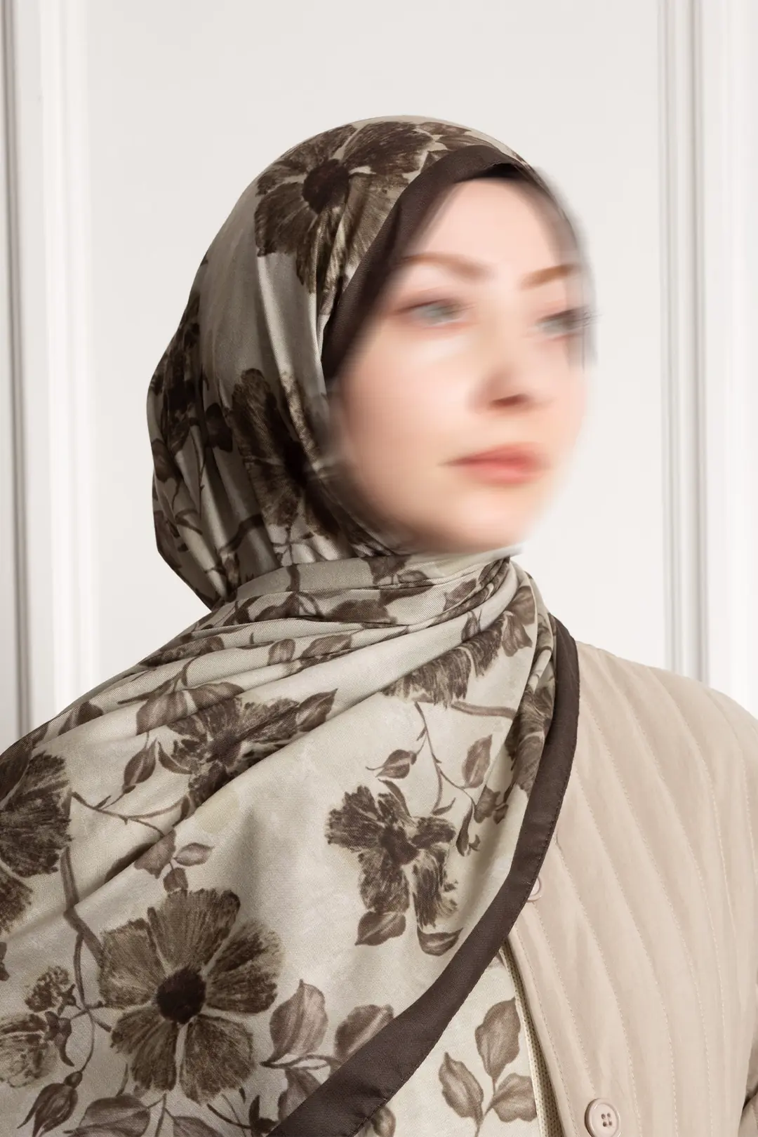 Amber Mist Patterned Soft Scarf Khaki